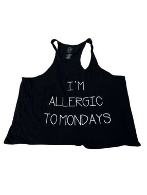 Black "I'm Allergic to Mondays" Cropped Tank Top | Large #35